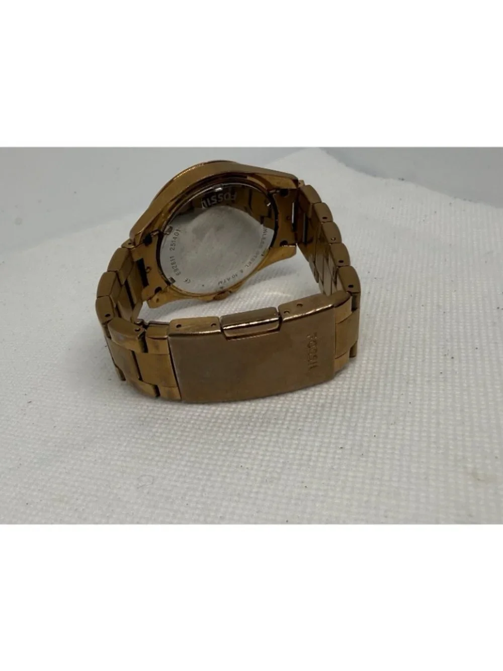 Fossil Riley ES2811 Womens Rose Gold-Tone Crystal Multifunction Watch 38mm